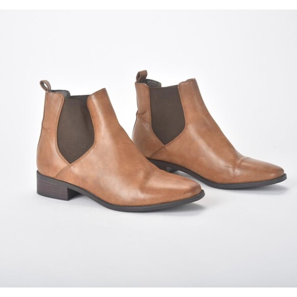 Ann Taylor Loft Slip on Chelsea Bootie Block Heel Brown Size 8M - Picture 3 of 6